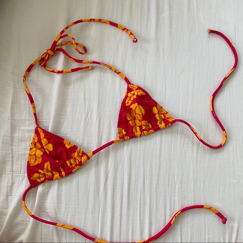 POSH PUA red floral bikini top